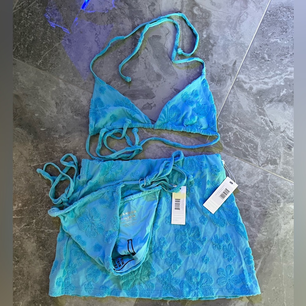 Frankie’s bikinis blue terry bikini set